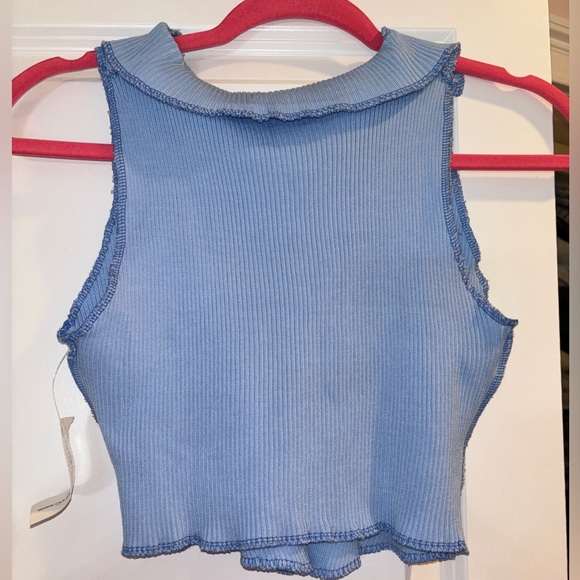 Blue patch work crop top, New with tags - Picture 2 of 2